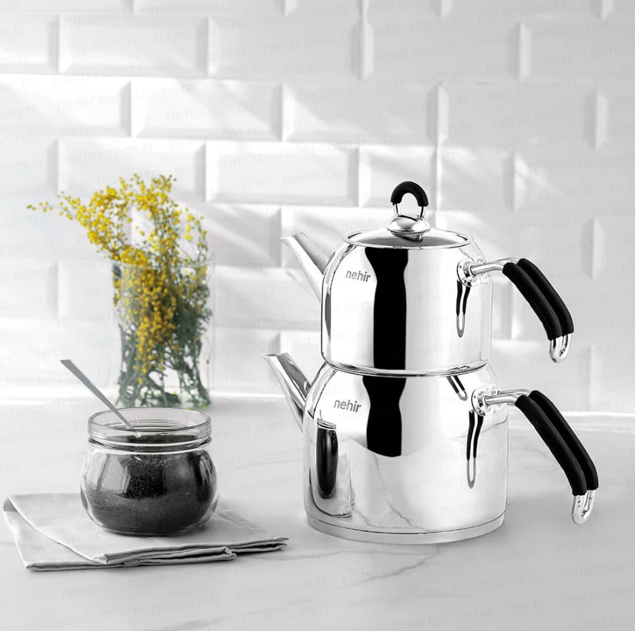 Nehir Modern Maxi Çelik Çaydanlık Takımı