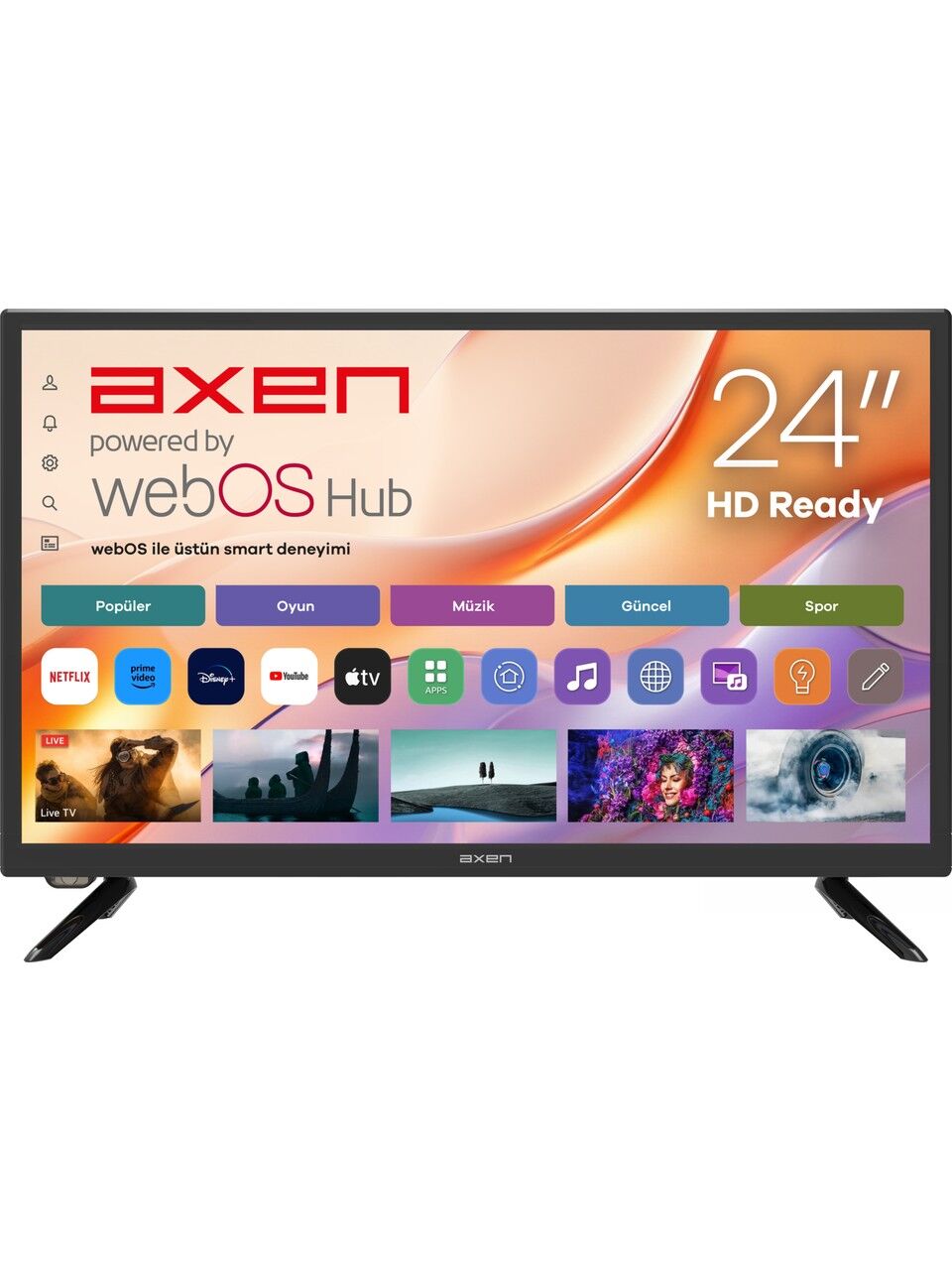 Axen AX24LEDI262C-S HD 24'' 61 Ekran Uydu Alıcılı webOS Smart LED TV