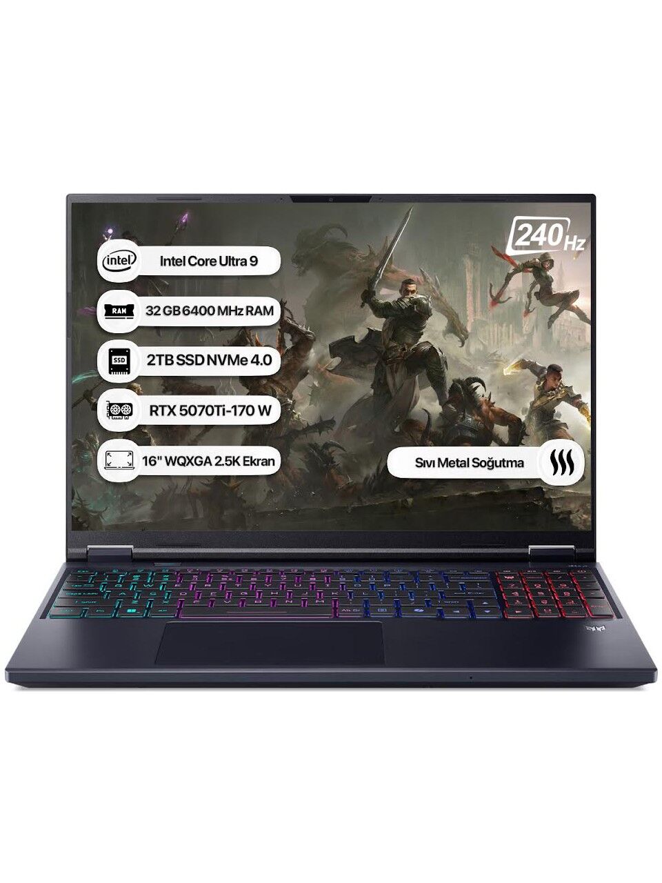 Acer Predator Helios Neo 16 AI PHN16-73-94TF NH.QX4EY.003 Ultra 9 275HX 32 GB 2 TB SSD RTX5070TI 16'' WQXGA Gaming Laptop