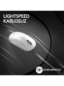 Logitech G PRO X Superlight 2 910-006639 Beyaz Lightspeed Hero Şarjlı Optik Kablosuz Oyuncu Mouse