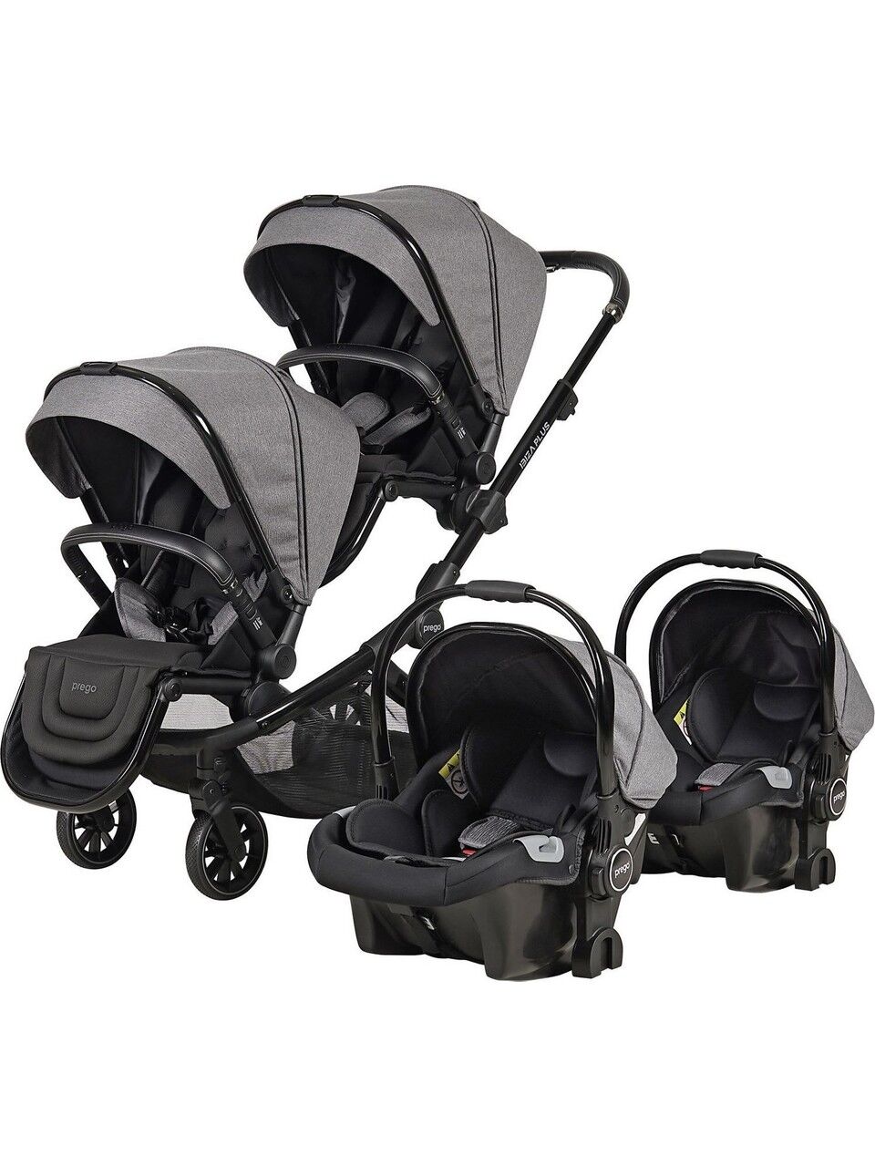 Prego 2223 Ibiza Plus Gri Travel Sistem İkiz Bebek Arabası