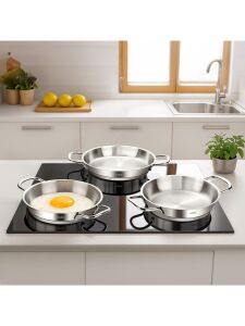 Nehir Silver 16-18-20 cm 3'lü Çelik Yumurta Sahan Seti