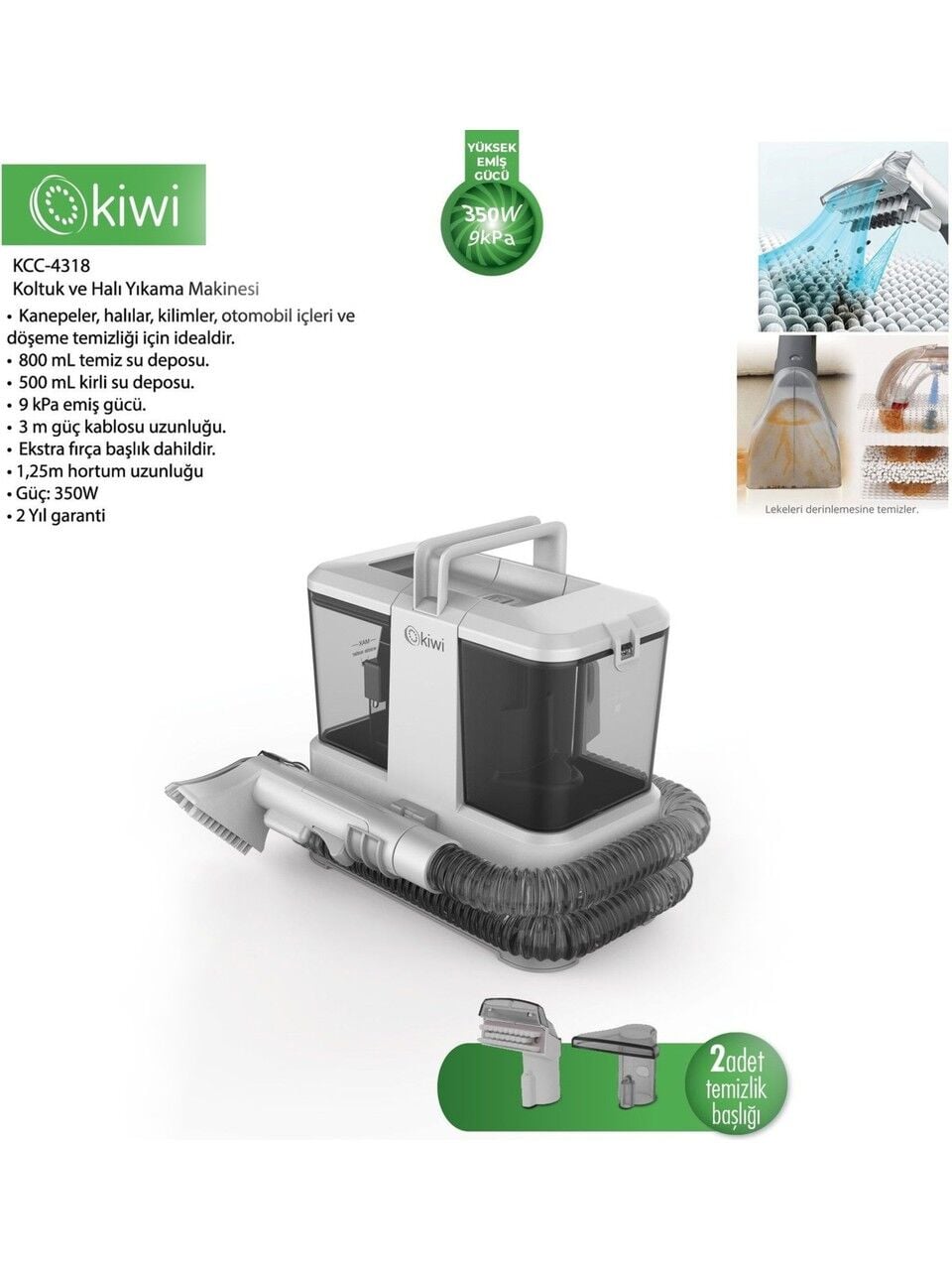 Kiwi KCC-4318 Beyaz Koltuk ve Halı Yıkama Makinesi