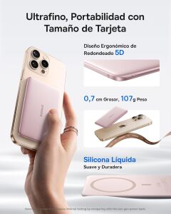 Baseus PicoGo AM41 Ultra Slim Pembe 5000 mAh Hızlı Şarj MagSafe Powerbank