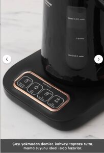 Karaca Çaysever Robotea Pro Quartz 4in1 2500 W Black Copper Konuşan Cam Demlikli Çay Makinesi