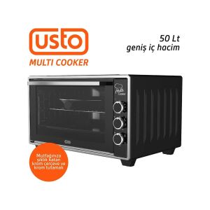 Usto 2115 Airfryer Özellikli 50LT Multi Cooker Midi Fırın Siyah