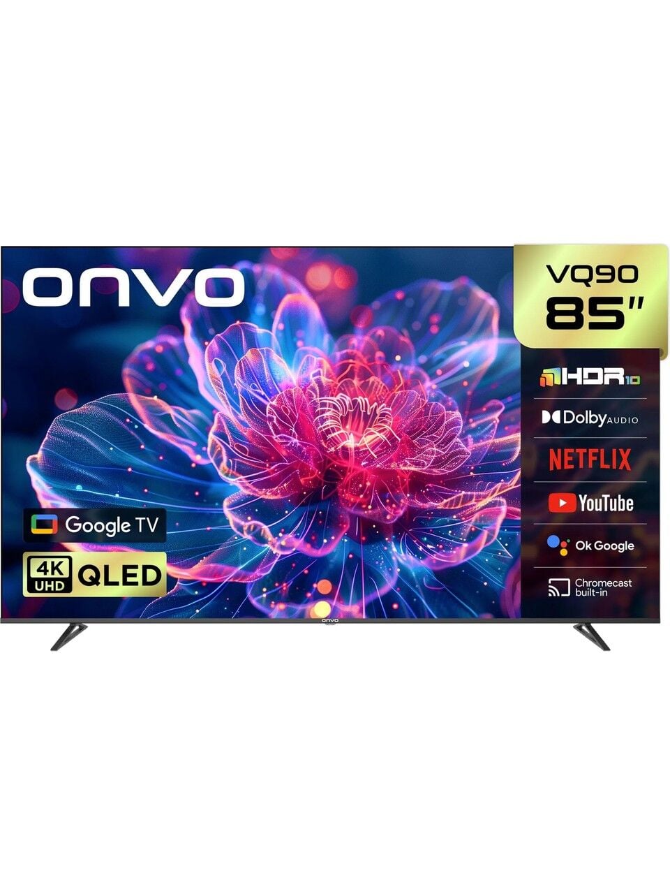 Onvo 85VQ90F3UA 4K Ultra HD 85'' 216 Ekran Uydu Alıcılı Google Smart QLED TV