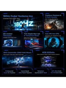 TCL 27G64 QD-Mini 27'' 1 ms 2K Pivot 180 Hz Oyuncu Monitörü
