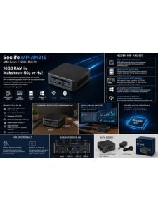 Seclife MP-AN215 Ryzen 3 3200U 16 GB 500 GB Seclife MP-AN215 Ryzen3 3200U 16GB 500GB SSD Win11 Siyah Mini Pc