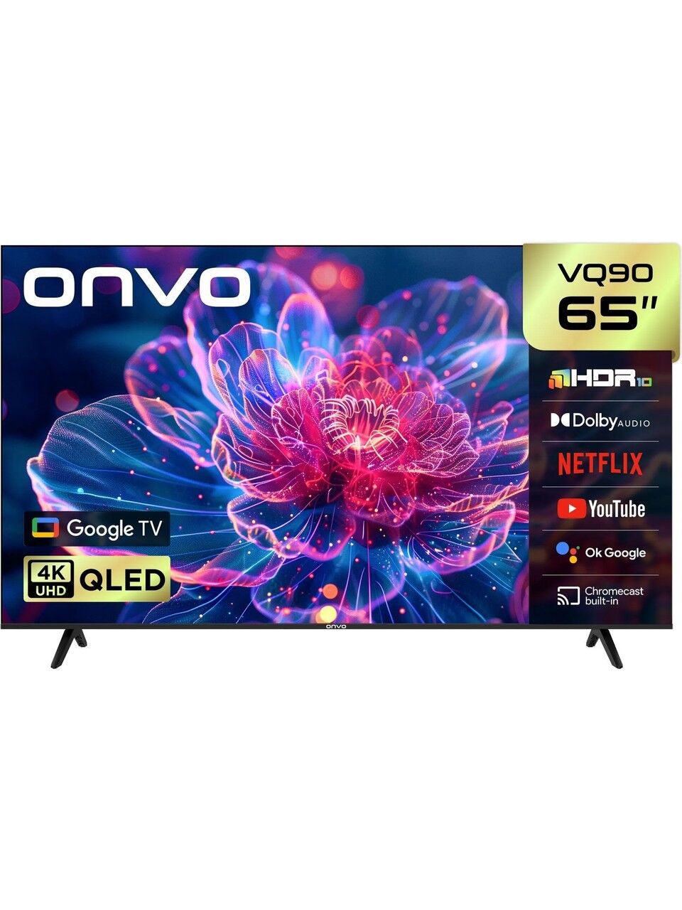 Onvo 65VQ90F3UA 4K Ultra HD 65'' 165 Ekran Uydu Alıcılı Google Smart QLED TV