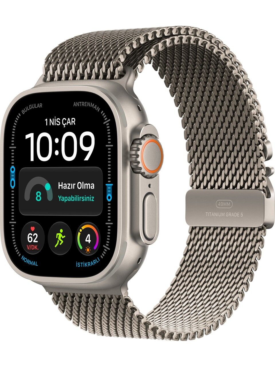Apple Watch Ultra 4 Gps + Cellular, 49 mm Natürel Titanyum Kasa ve Natürel Titanyum Milano Loop - Orta Boy