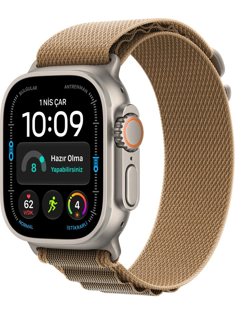 Apple Watch Ultra 4 Gps + Cellular, 49 mm Natürel Titanyum Kasa ve Çöl Rengi Alpine Loop - Büyük Boy