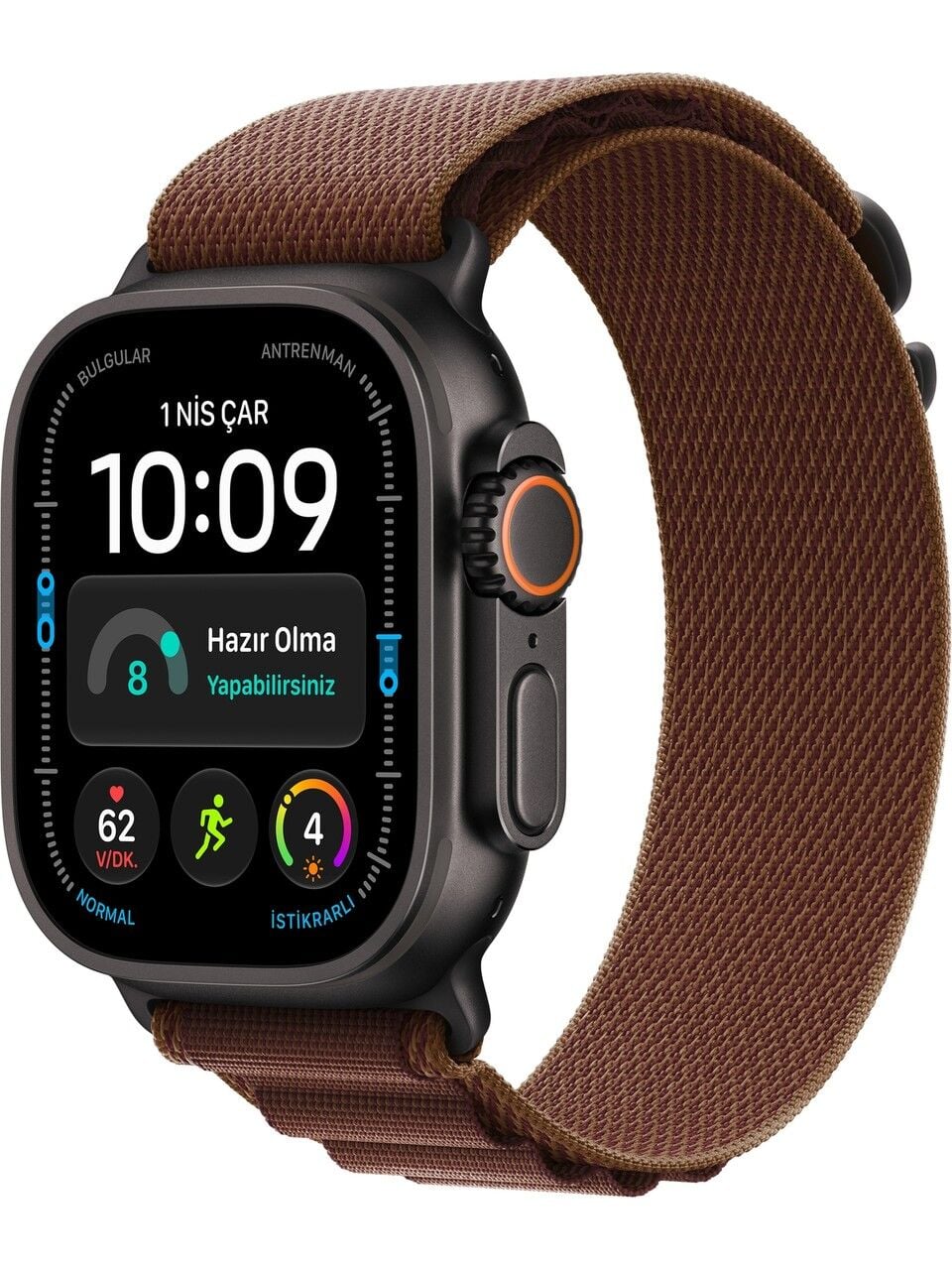 Apple Watch Ultra 4 Gps + Cellular, 49 mm Siyah Titanyum Kasa ve Burgonya Alpine Loop - Büyük Boy