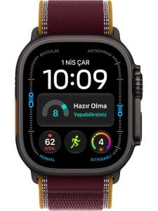 Apple Watch Ultra 4 Gps + Cellular, 49 mm Siyah Titanyum Kasa ve Burgonya Trail Loop - M/l
