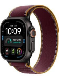 Apple Watch Ultra 4 Gps + Cellular, 49 mm Siyah Titanyum Kasa ve Burgonya Trail Loop - M/l