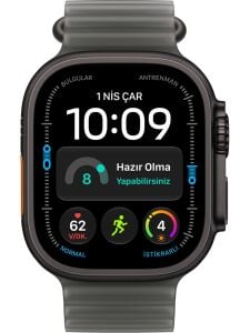 Apple Watch Ultra 4 Gps + Cellular, 49 mm Siyah Titanyum Kasa ve Buzlu Siyah Ocean Kordon