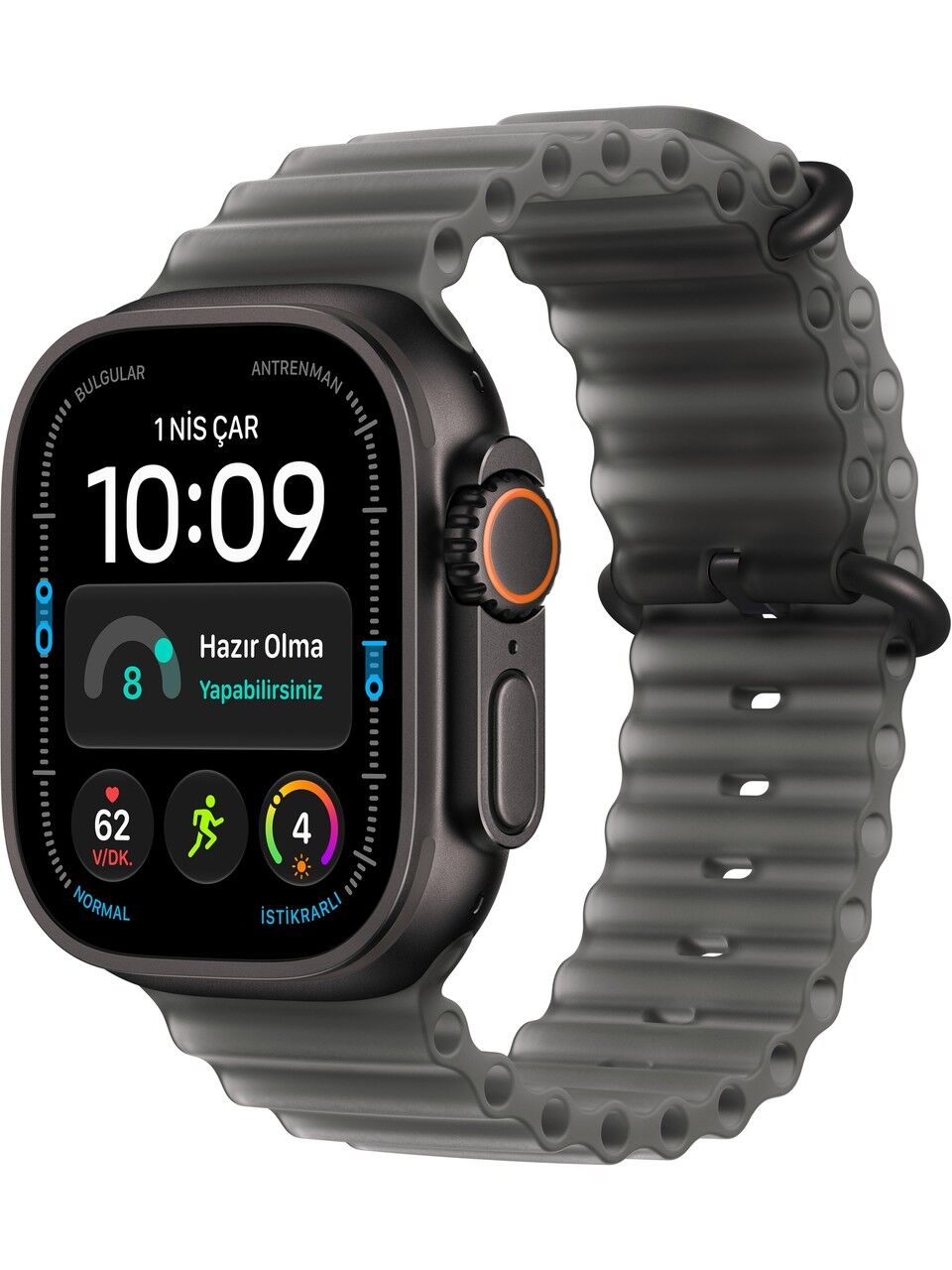 Apple Watch Ultra 4 Gps + Cellular, 49 mm Siyah Titanyum Kasa ve Buzlu Siyah Ocean Kordon