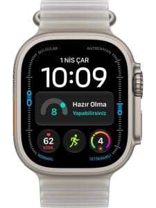 Apple Watch Ultra 4 Gps + Cellular, 49 mm Natürel Titanyum Kasa ve Buzlu Gri Ocean Kordon