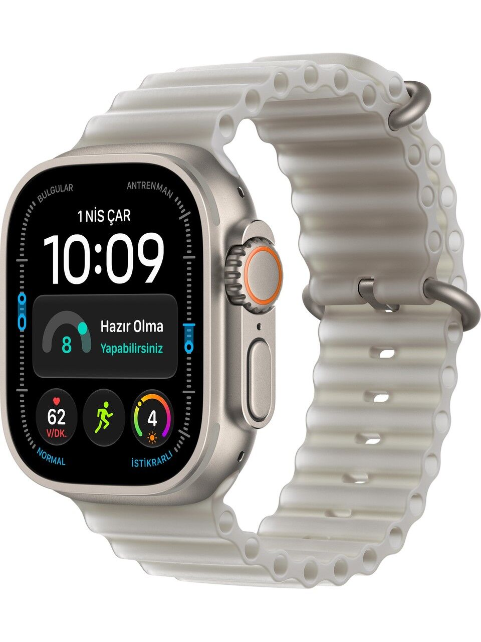 Apple Watch Ultra 4 Gps + Cellular, 49 mm Natürel Titanyum Kasa ve Buzlu Gri Ocean Kordon