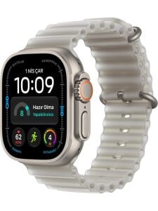 Apple Watch Ultra 4 Gps + Cellular, 49 mm Natürel Titanyum Kasa ve Buzlu Gri Ocean Kordon