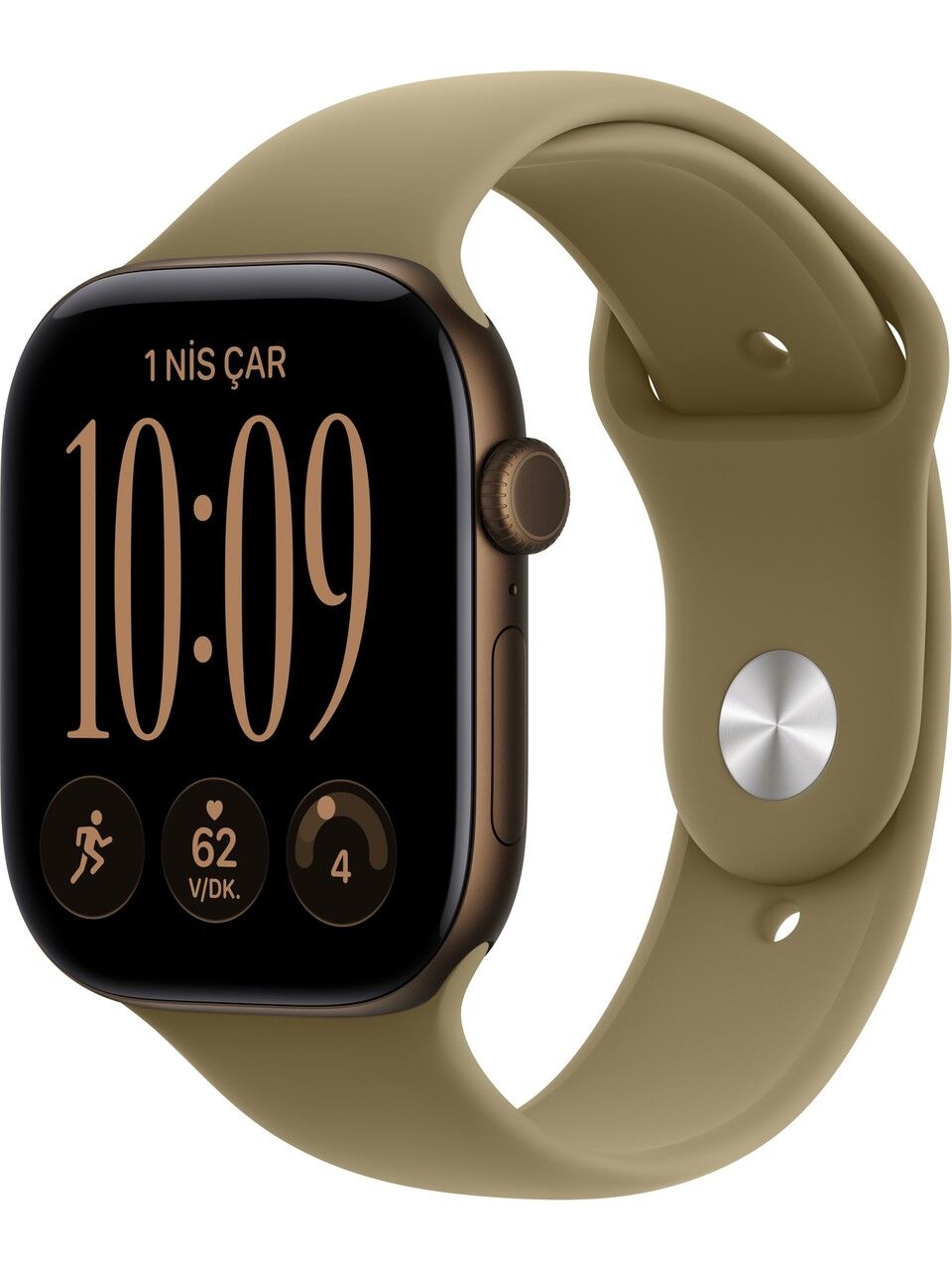 Apple Watch Series 12 Gps + Cellular, 46 mm Koyu Bronz Alüminyum Kasa ve Klasik Zeytin Yeşili Spor Kordon - M/l