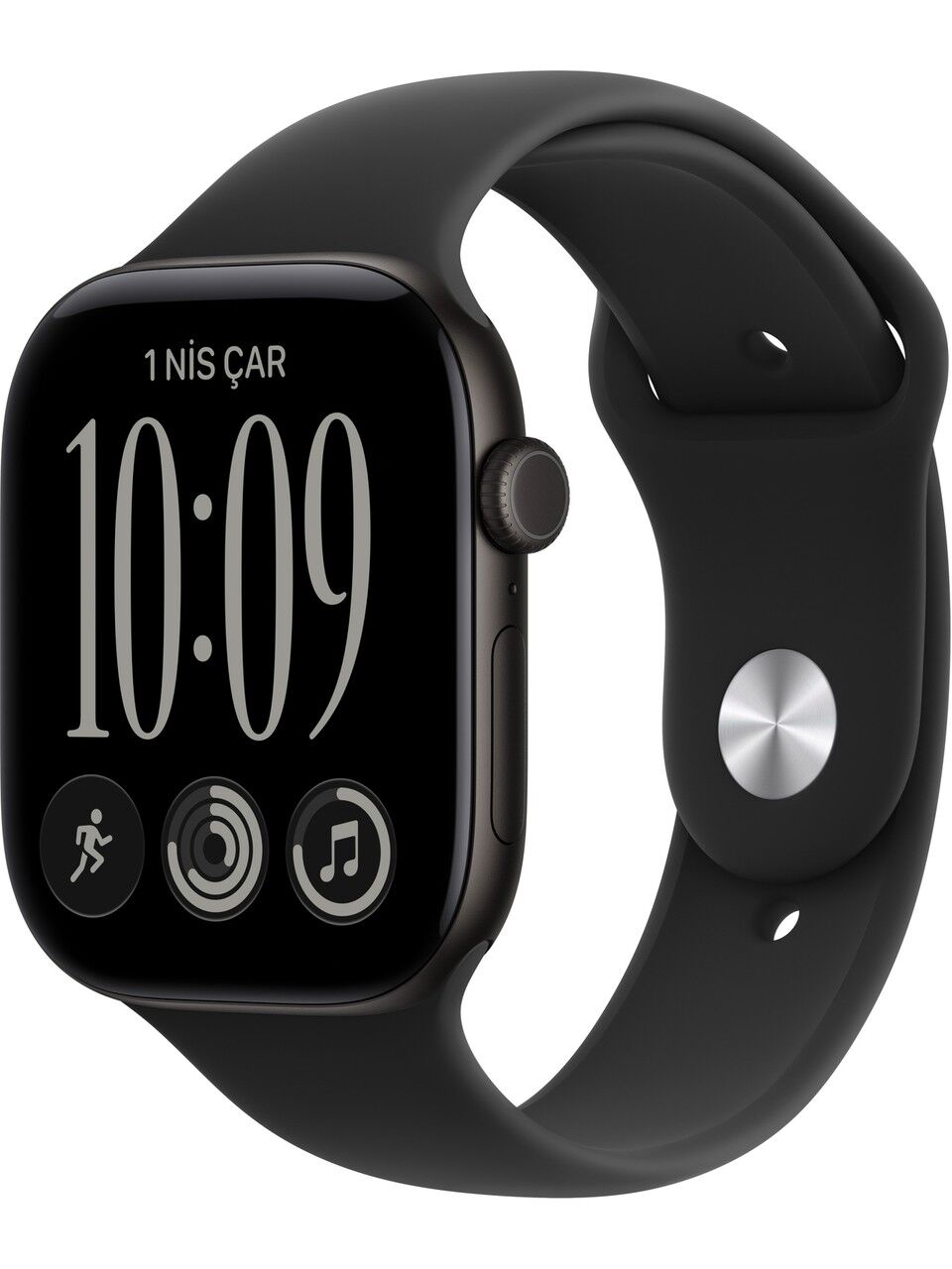 Apple Watch Series 12 Gps + Cellular, 46 mm Siyah Alüminyum Kasa ve Siyah Spor Kordon - M/l