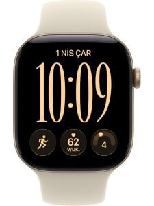 Apple Watch Series 12 Gps + Cellular, 42 mm Uçuk Altın Rengi Alüminyum Kasa ve Kum Beji Spor Kordon - S/m