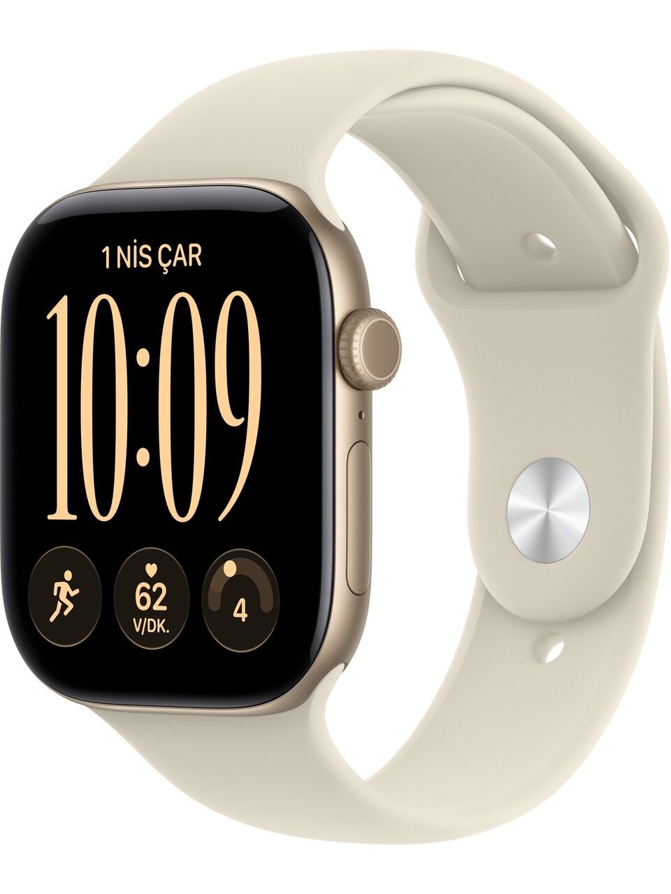 Apple Watch Series 12 Gps + Cellular, 42 mm Uçuk Altın Rengi Alüminyum Kasa ve Kum Beji Spor Kordon - S/m