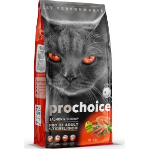Pro Choice Pro 33 Sterilised Somon ve Karidesli 15 kg Yetişkin Kedi Maması