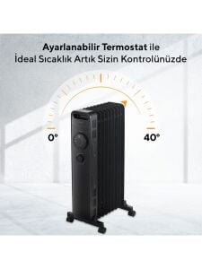 Kumtel KUM-1225S 9 Dilimli 2000 W Siyah Yağlı Radyatör
